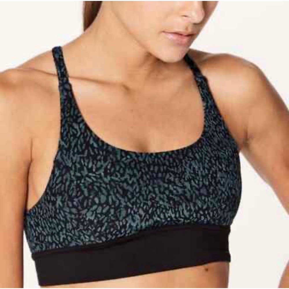 Lululemon Free To Be Bra Wild Leopard Print Black Teal Blue Size‎ 6 Sport Yoga
